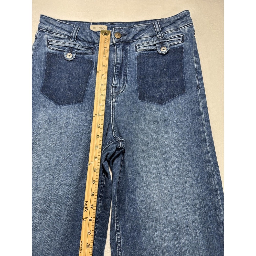 Pilcro Jeans Womens 29 Blue Med Wash Wide Leg Cropped Relaxed Denim 28 Inseam - Picture 3 of 8